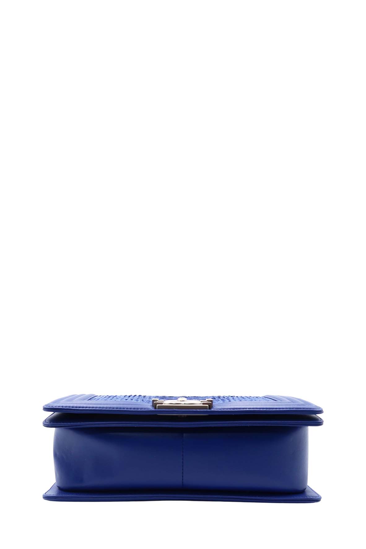 Python Old Medium Boy Flap Bag Marine Blue
