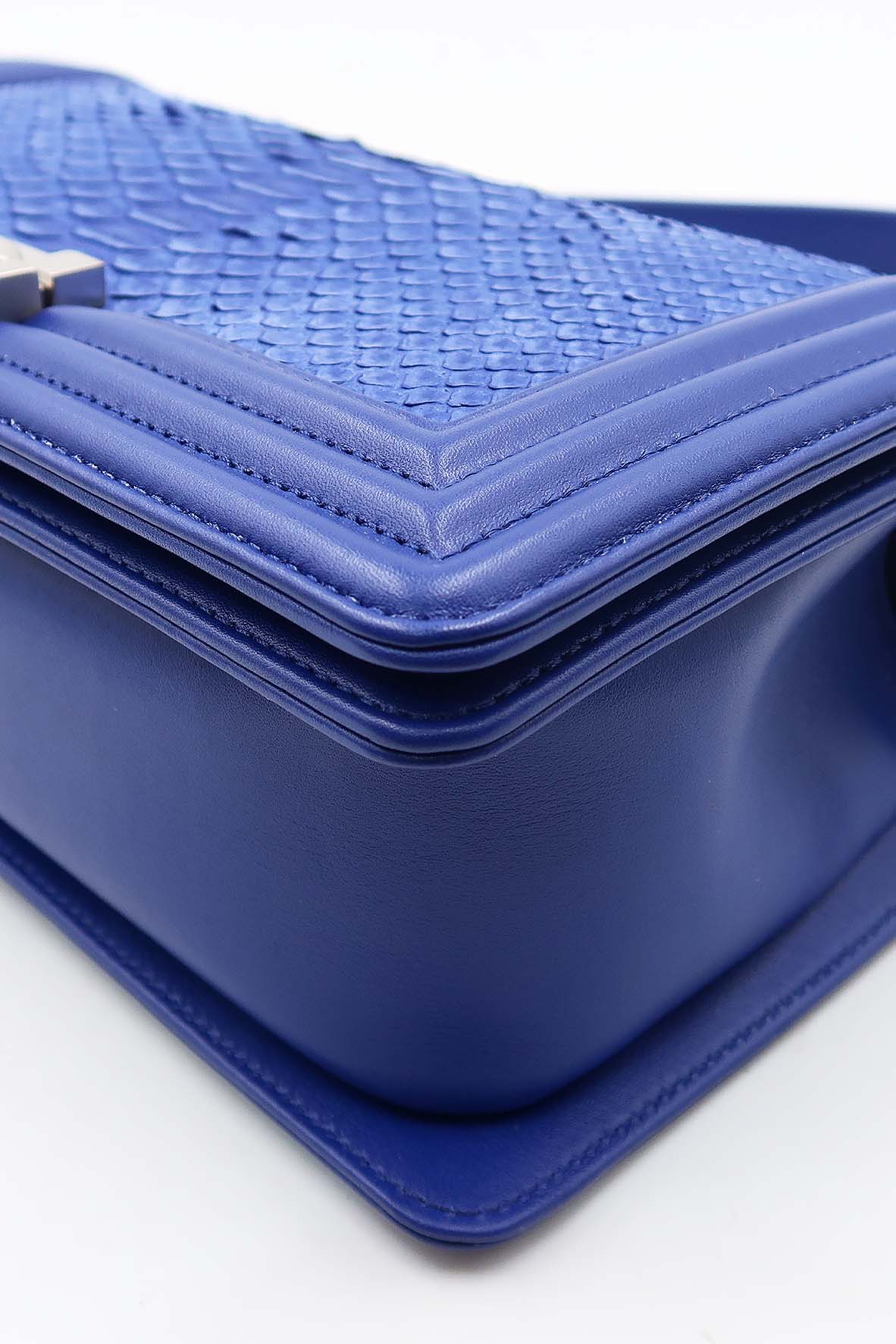 Python Old Medium Boy Flap Bag Marine Blue