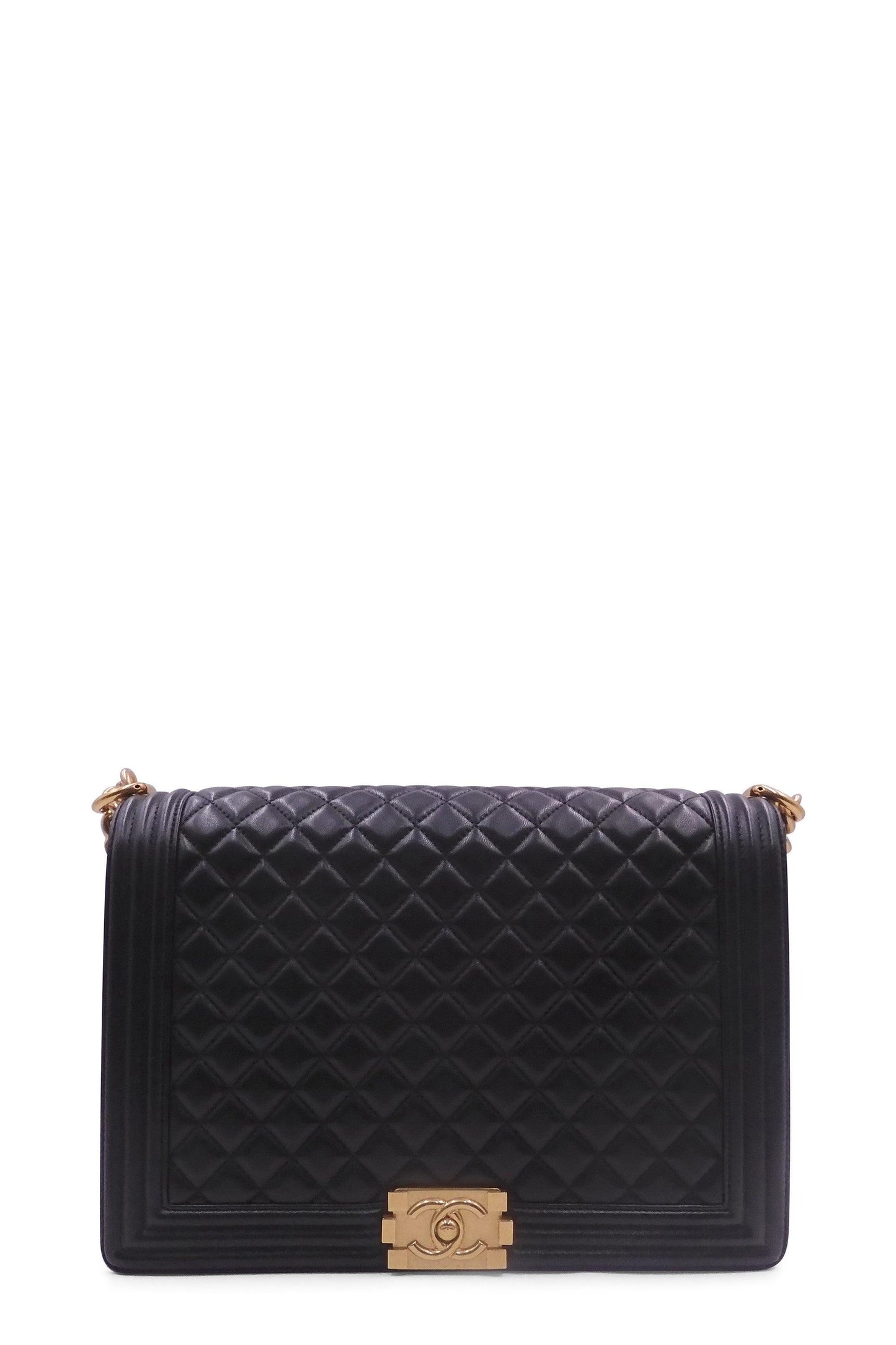 Quilted New Medium Boy with Gold Hardware Black
