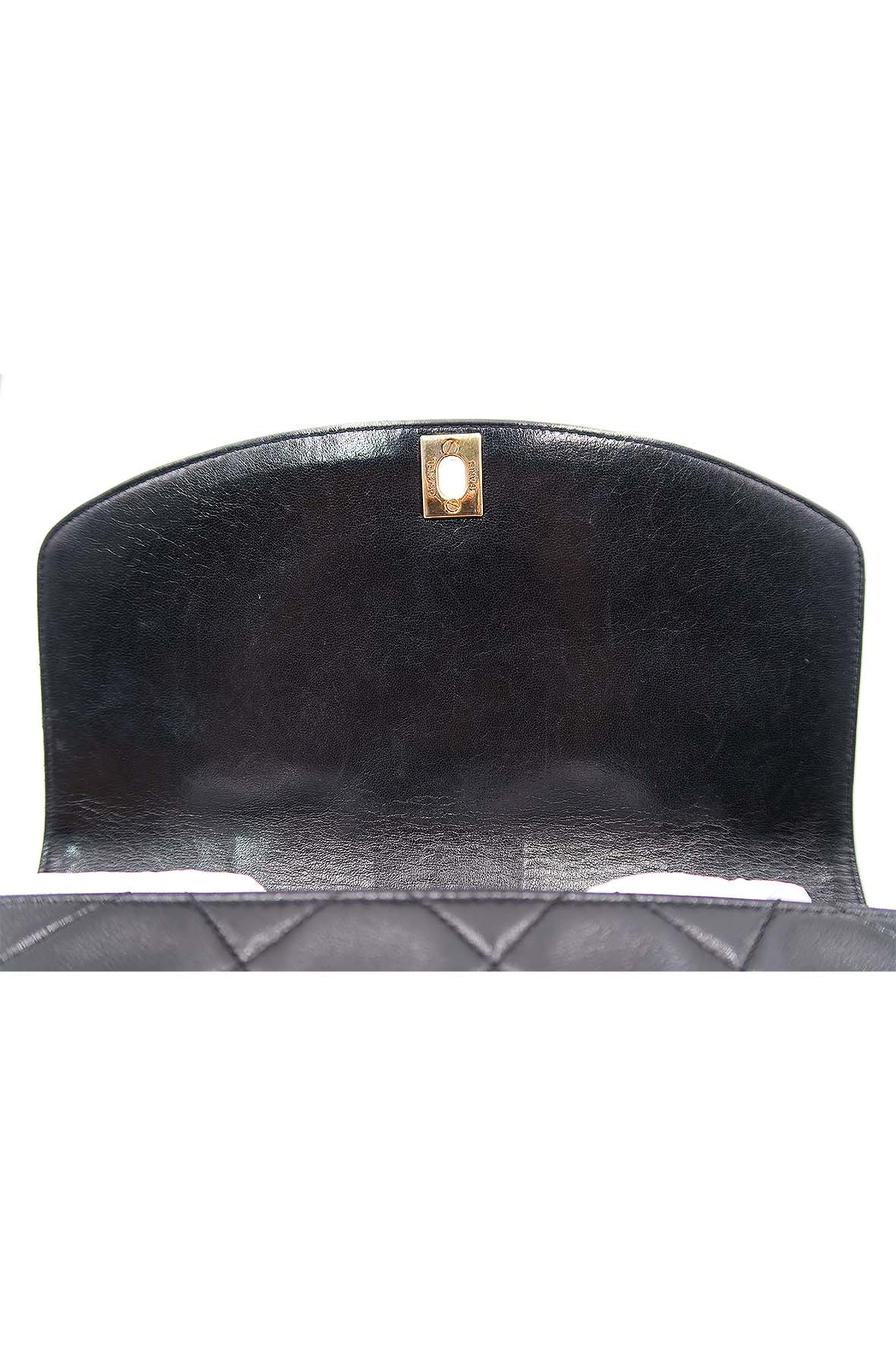 Vintage Quilted Lambskin Medium Diana Flap Bag with Gold Hardware Black