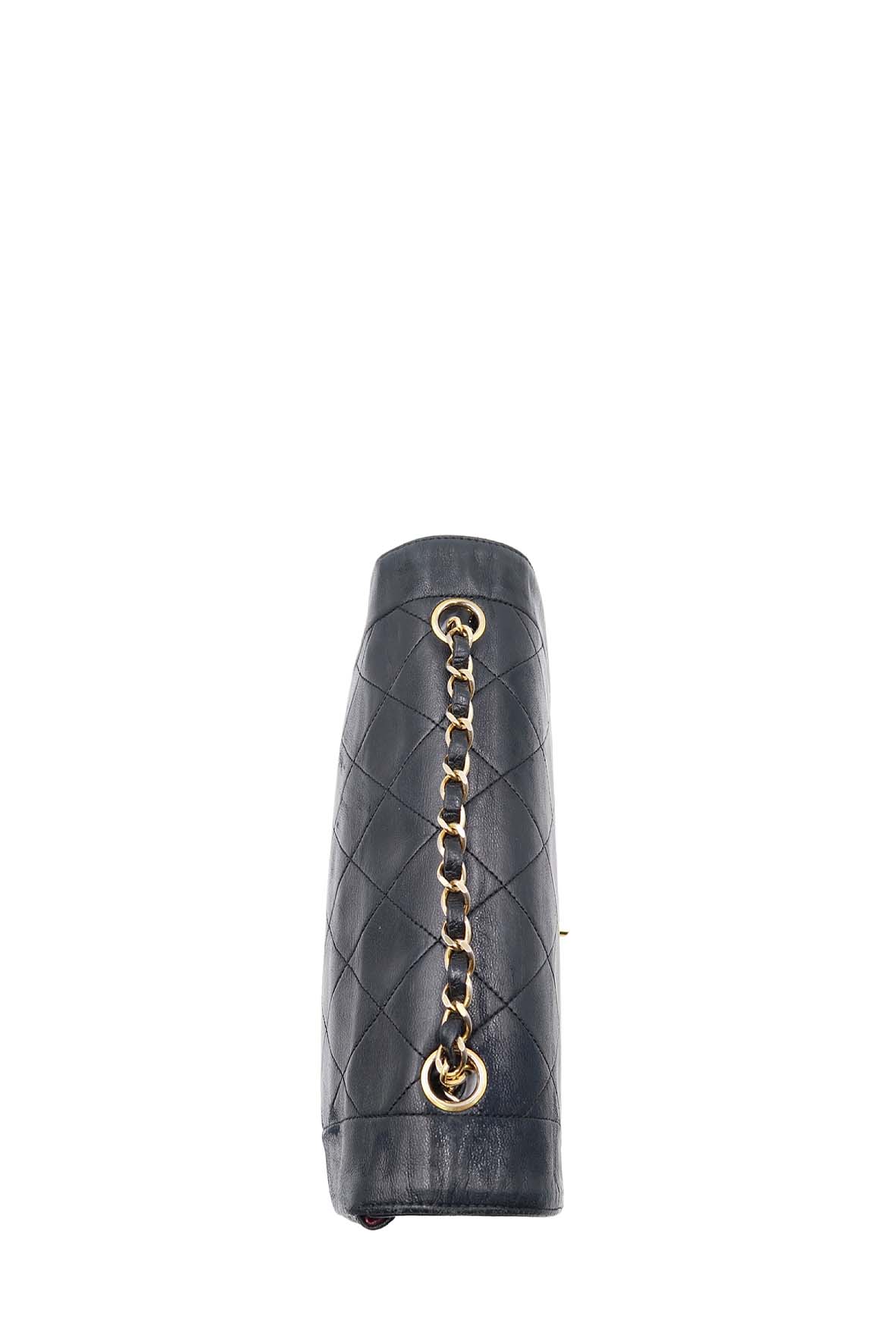 Vintage Quilted Lambskin Medium Diana Flap Bag with Gold Hardware Black