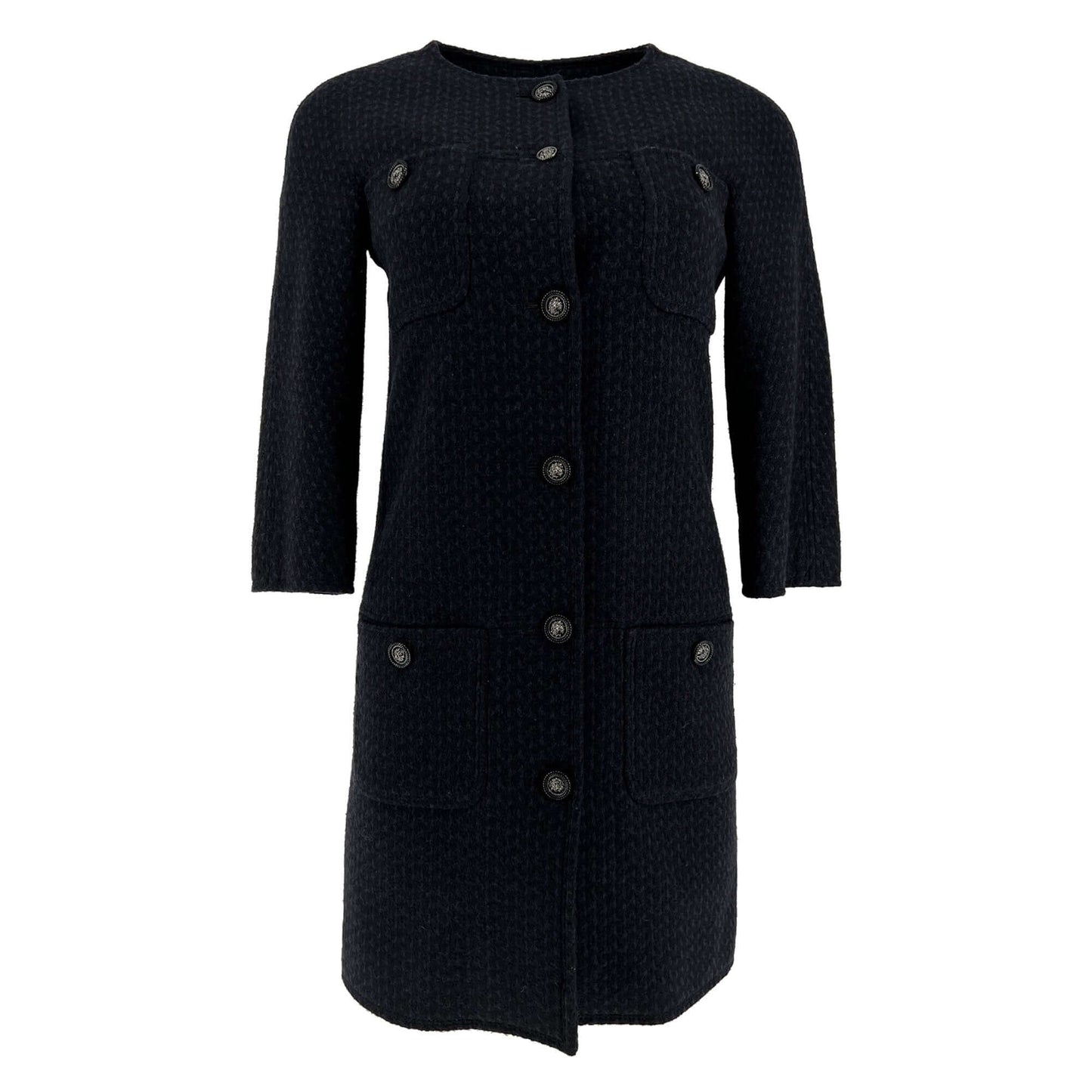 Pre owned Chanel wool navy and black designer coat/dress