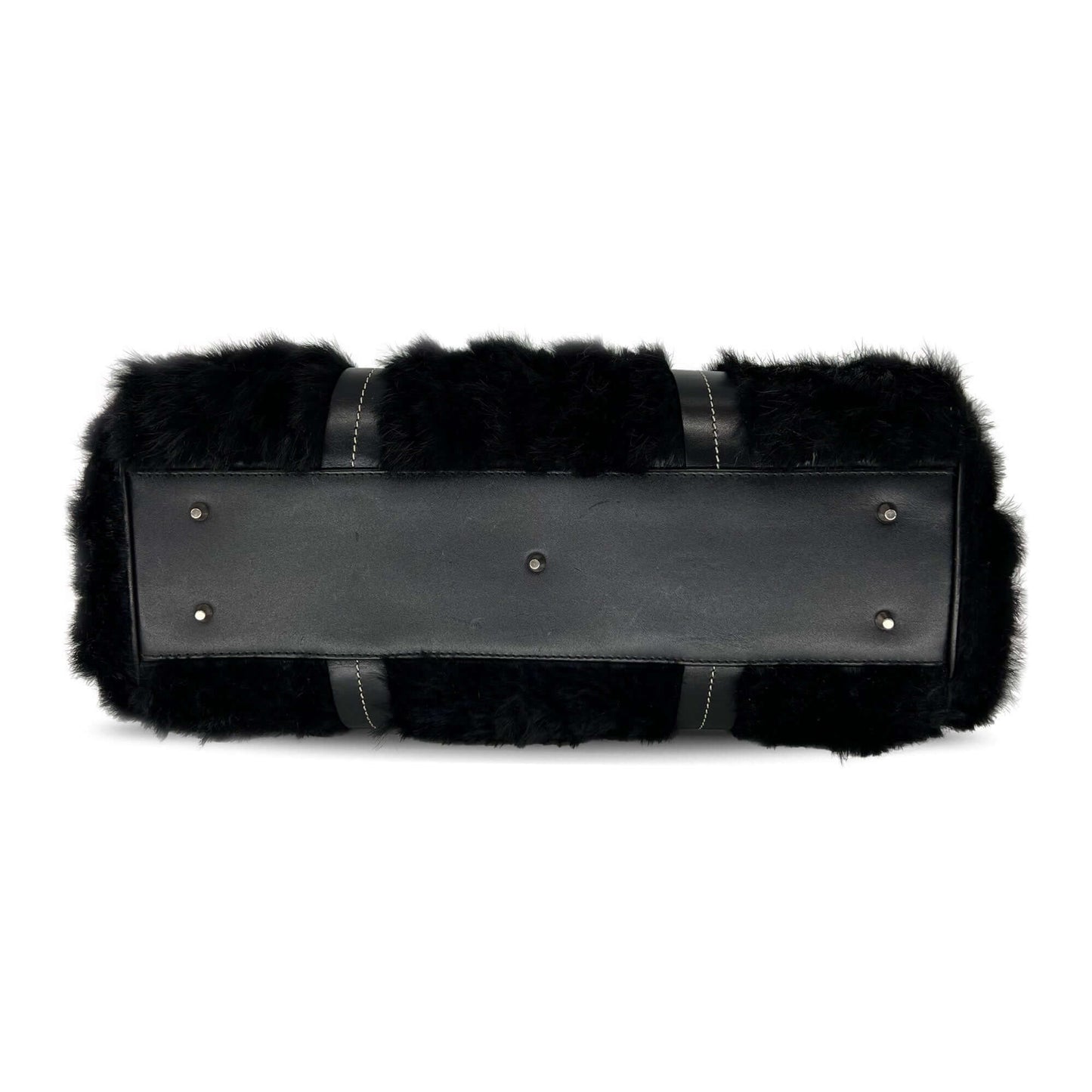 Christian Dior Black Diorissimo Fur and Leather Frame satchel