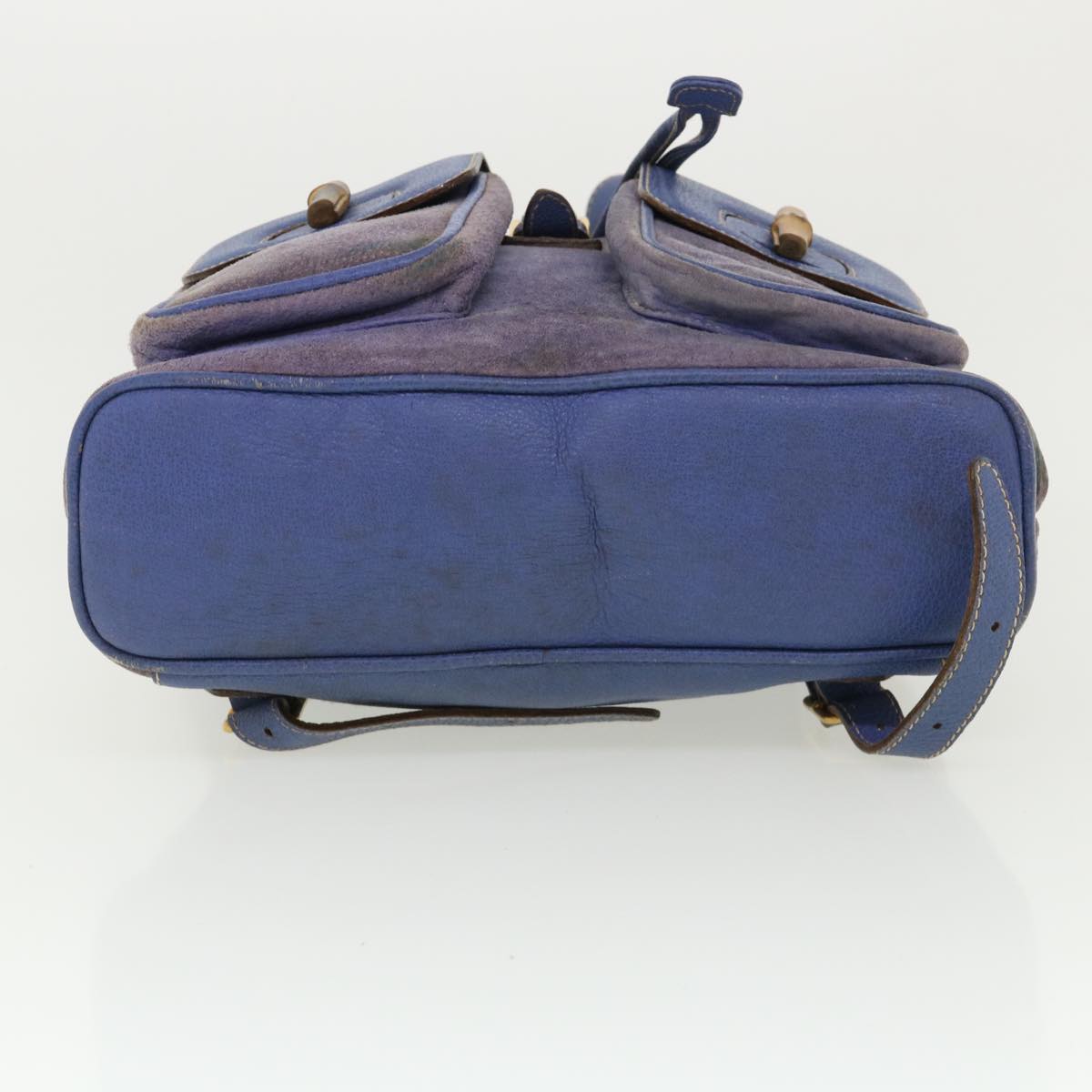 GUCCI Backpack Suede Leather Blue cl359