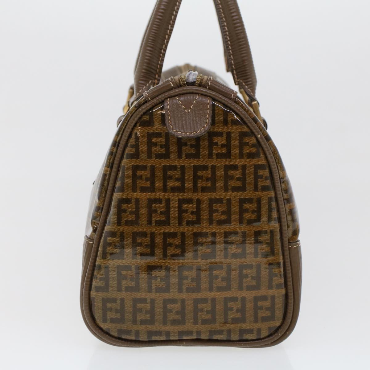FENDI Zucchino Canvas Hand Bag Enamel Brown cl569