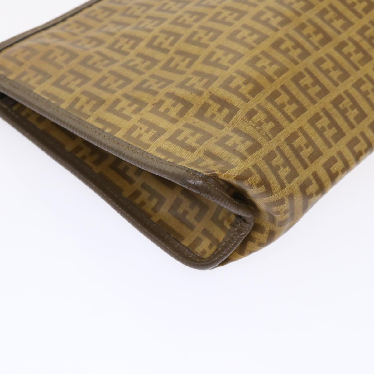 FENDI Zucchino Canvas Clutch Bag Brown cl640