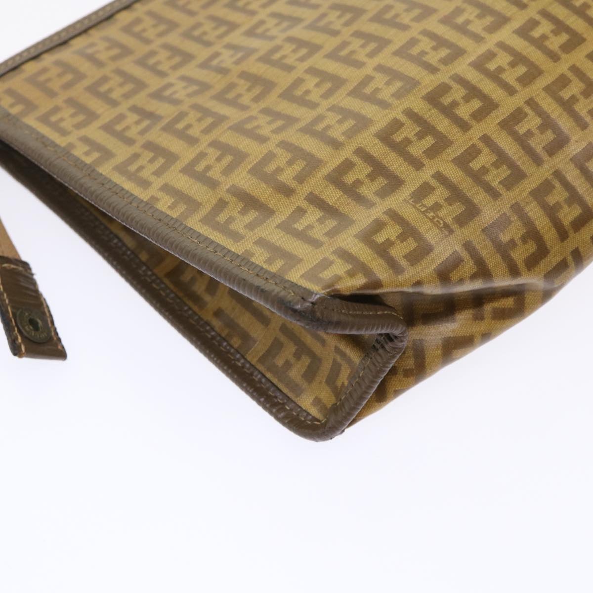 FENDI Zucchino Canvas Clutch Bag Brown cl640