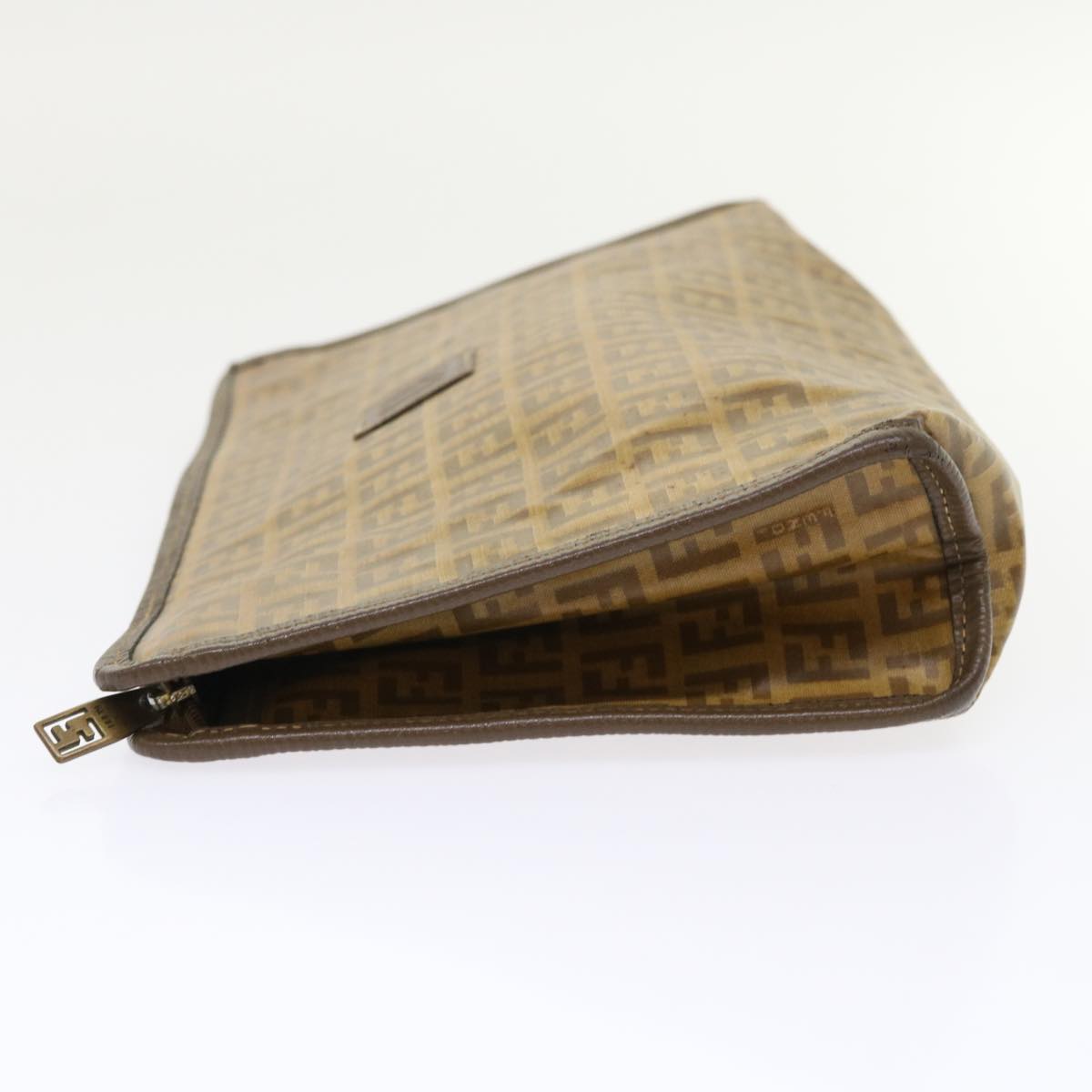 FENDI Zucchino Canvas Clutch Bag Brown cl640