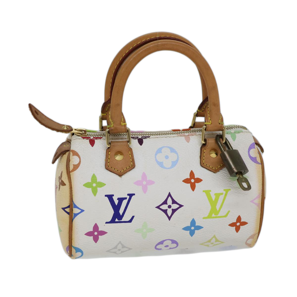LOUIS VUITTON Monogram Multicolor Mini Speedy Hand Bag White M92645 cl823A