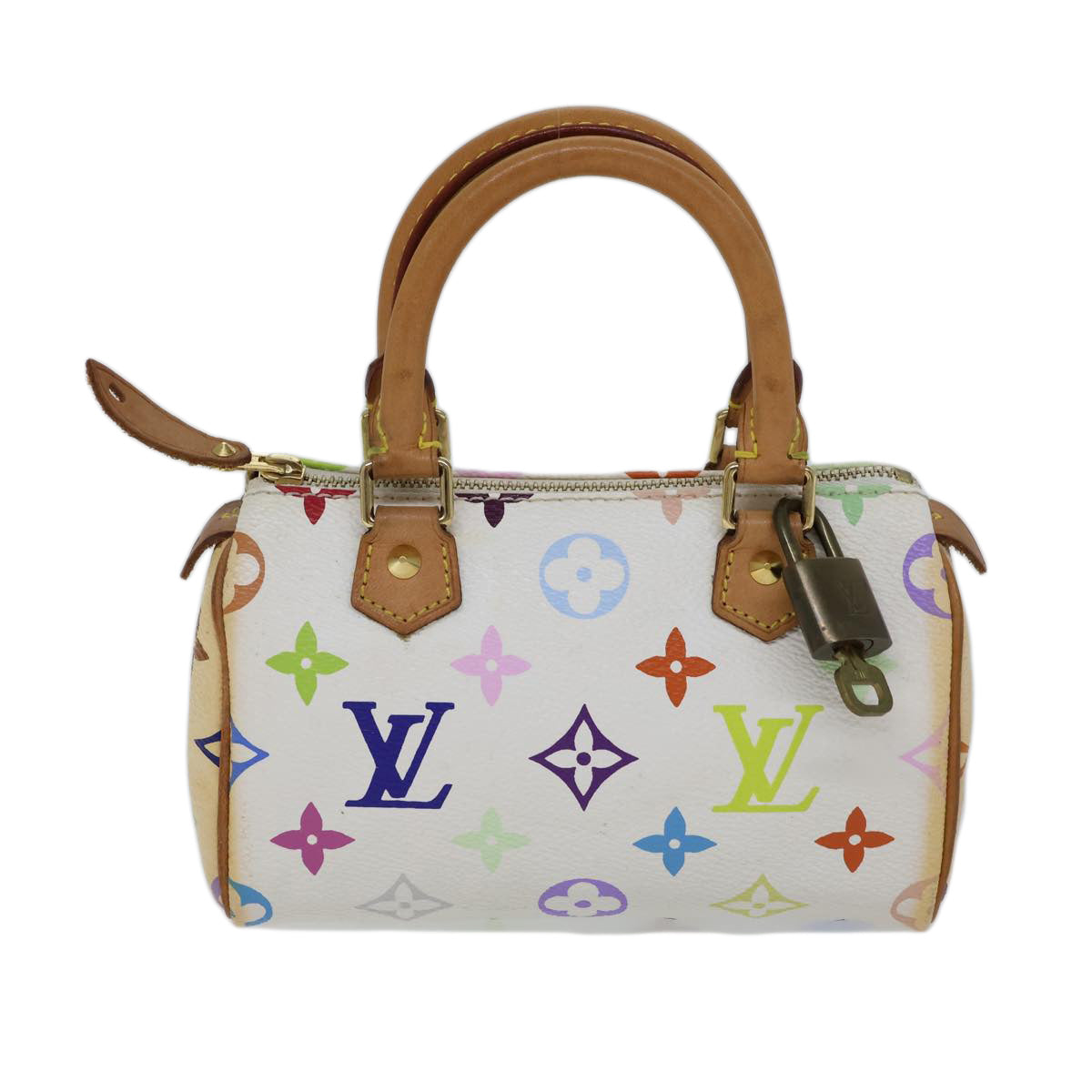 LOUIS VUITTON Monogram Multicolor Mini Speedy Hand Bag White M92645 cl823A