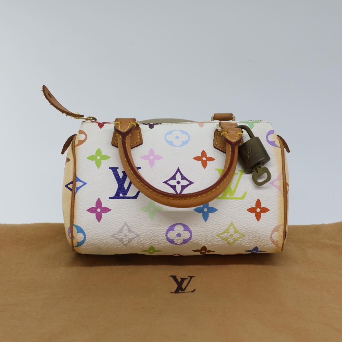 LOUIS VUITTON Monogram Multicolor Mini Speedy Hand Bag White M92645 cl823A