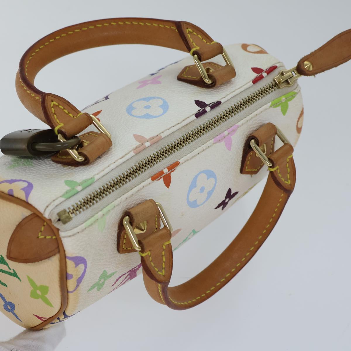 LOUIS VUITTON Monogram Multicolor Mini Speedy Hand Bag White M92645 cl823A
