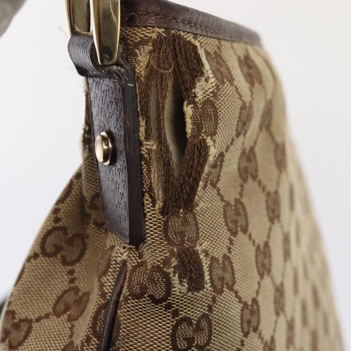 GUCCI GG Canvas Shoulder Bag Beige Brown 131326 cl847