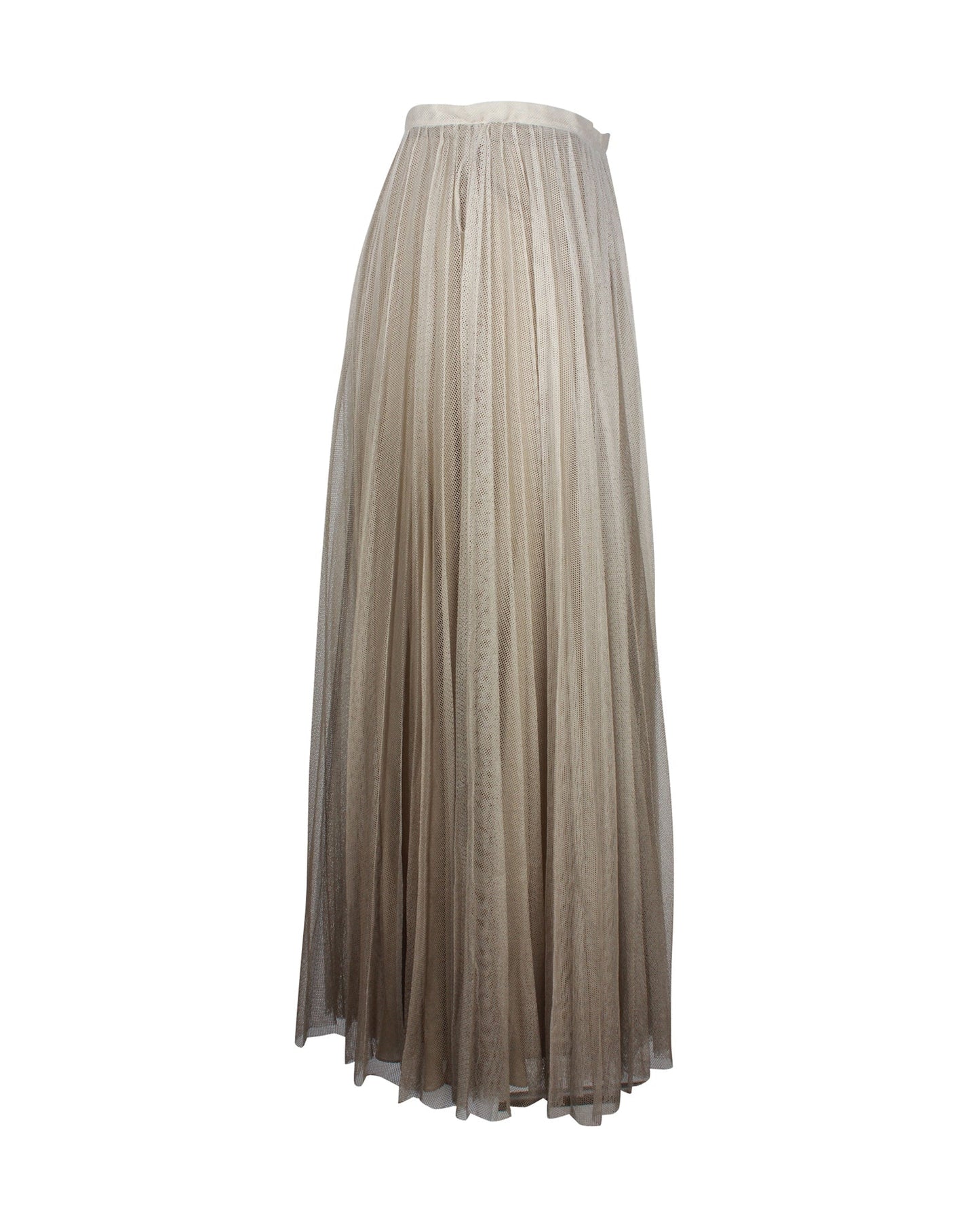 Dior Pleated Gradient Maxi Skirt in Beige Silk & Tulle