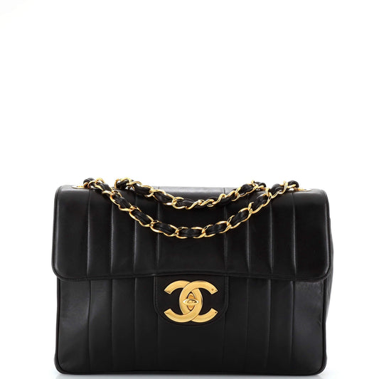 CHANEL Vintage Classic Single Flap Bag Vertical Quilt Lambskin Jumbo
