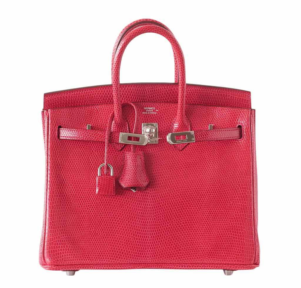 HermÃƒÆ’Ã‚Â¨s Birkin 25 Rouge Exotic Lizard Bag