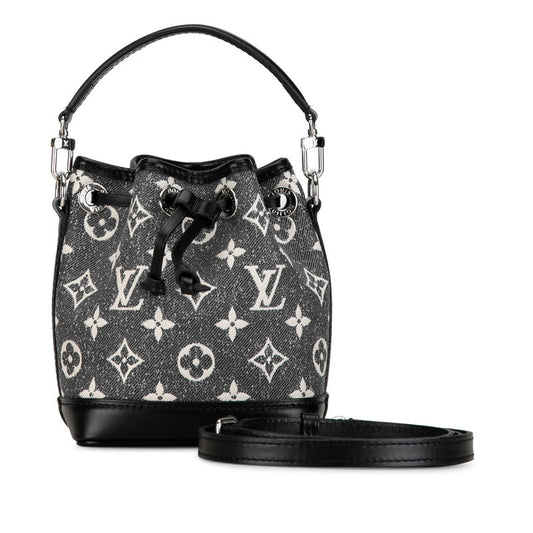 Louis Vuitton Monogram  Nanoe Handbag 2WAY M46449 Gr Black Denim Leather  Louis Vuitton