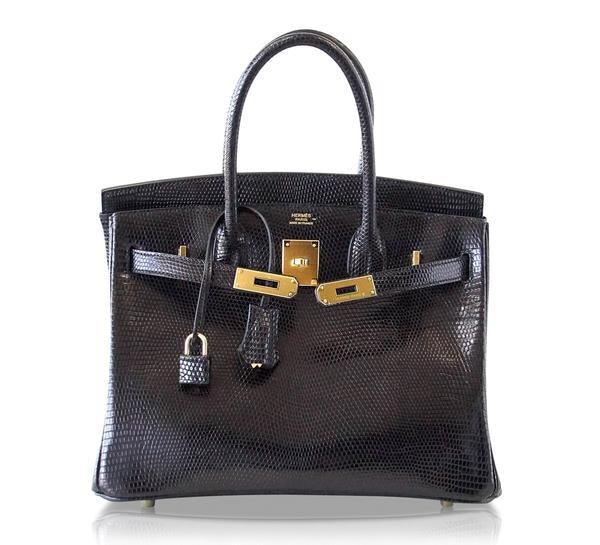 HermÃƒÆ’Ã‚Â¨s Birkin 30 Bag Noir Lizard GHW
