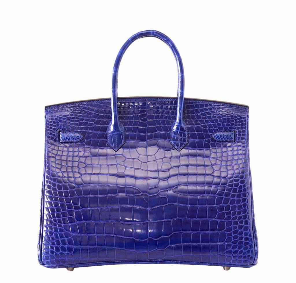 HermÃƒÆ’Ã‚Â¨s Porosus Crocodile Birkin 35 Bleu Electrique Bag