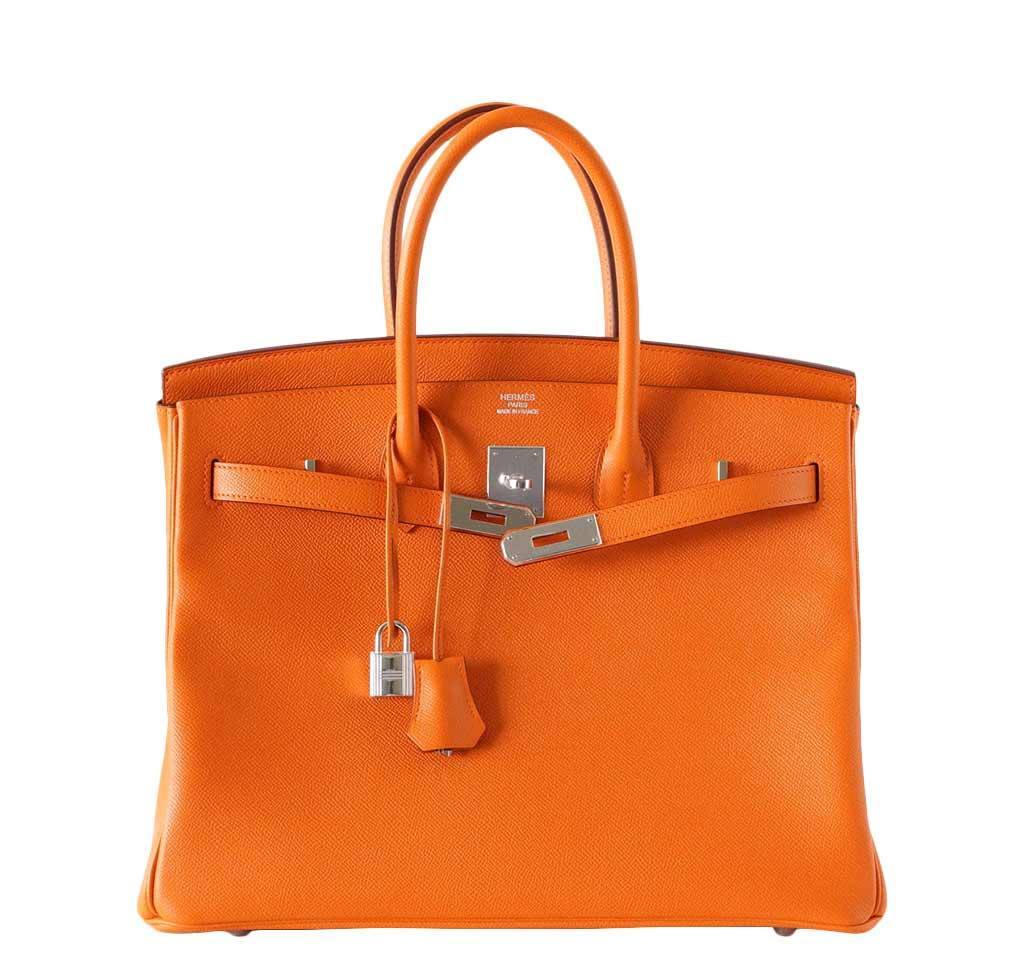 HermÃƒÆ’Ã‚Â¨s Birkin 35 H Orange Bag Epsom PHW