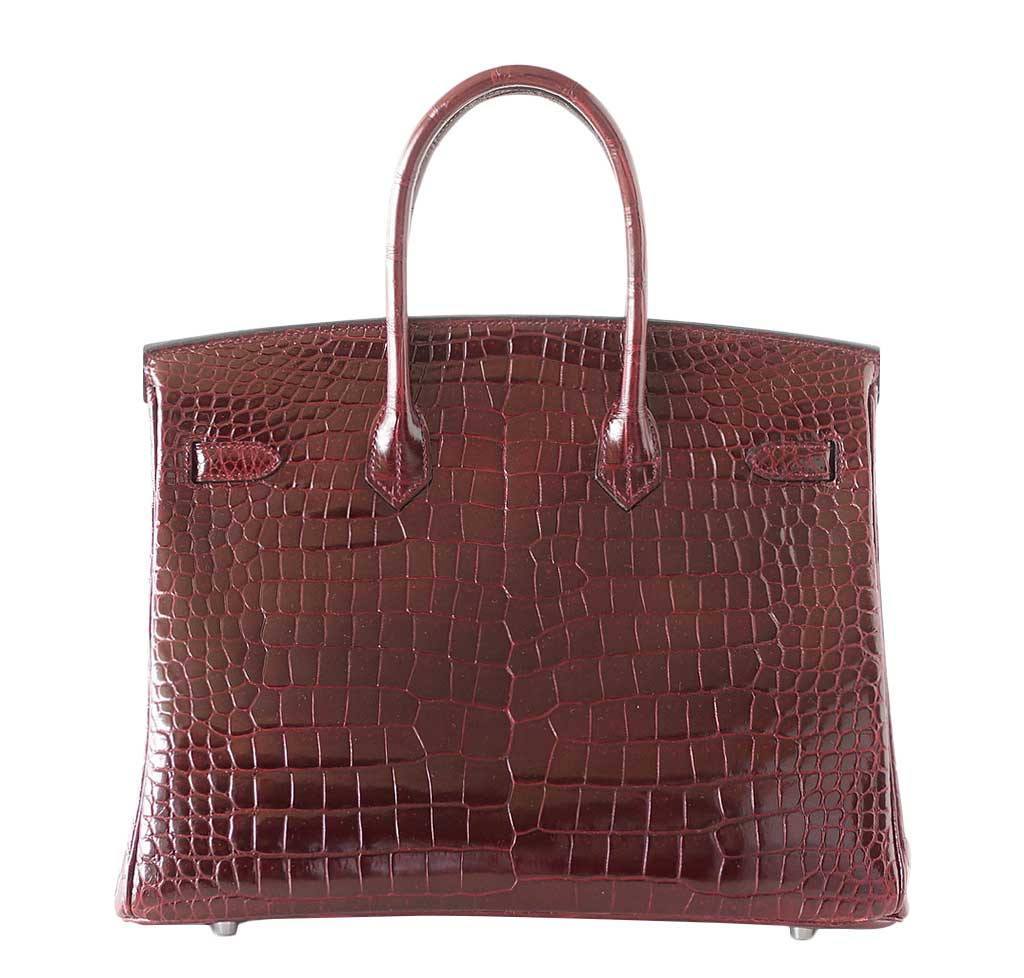 HermÃƒÆ’Ã‚Â¨s Birkin 35 Bordeaux Porosus Crocodile Bag