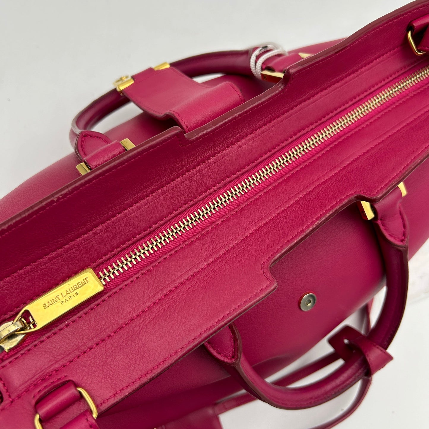 Saint Laurent Fuchsia Calfskin Leather Small Cabas ChYc Bag