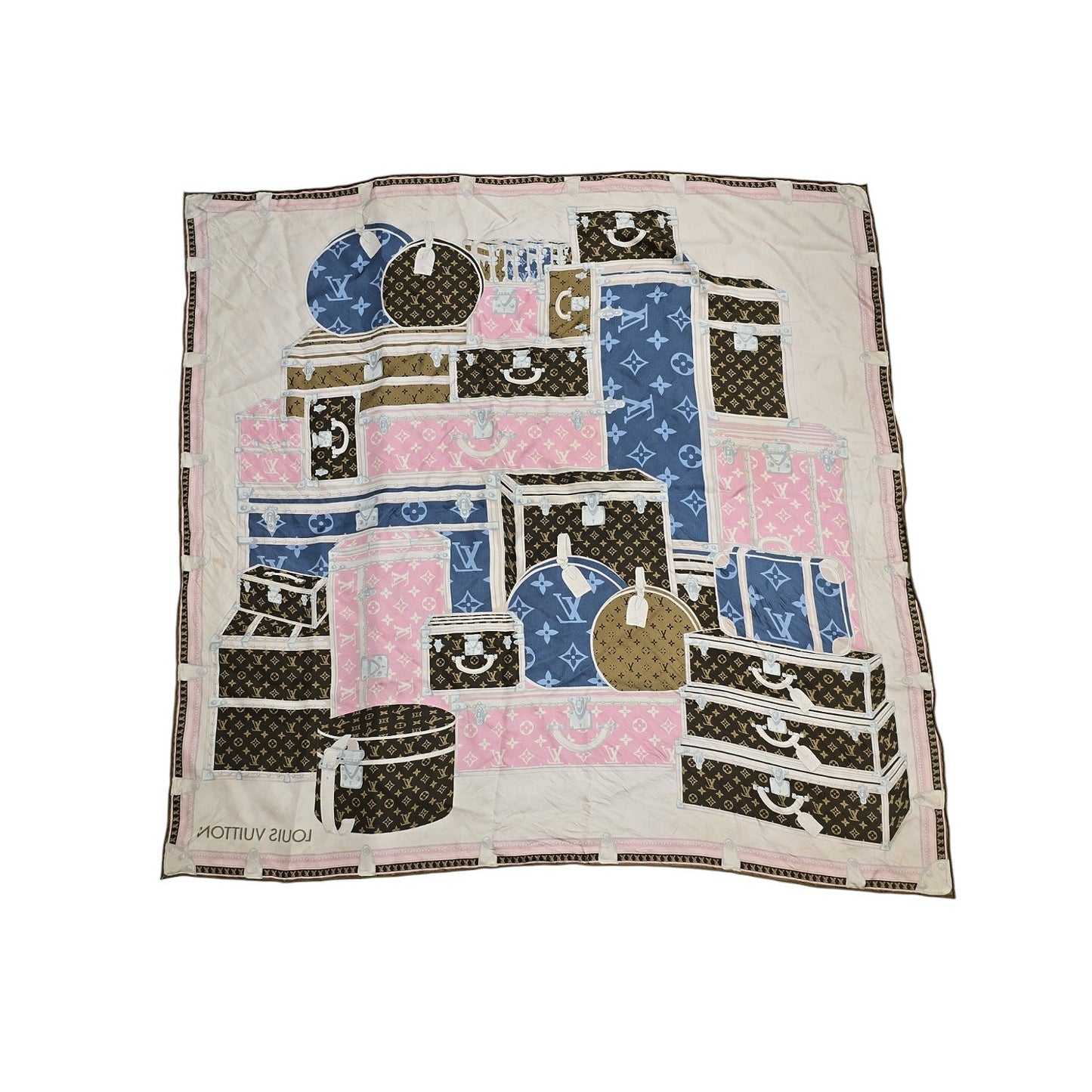 Louis Vuitton Silk Monogram Letâ€™s Go Silk Square Scarf