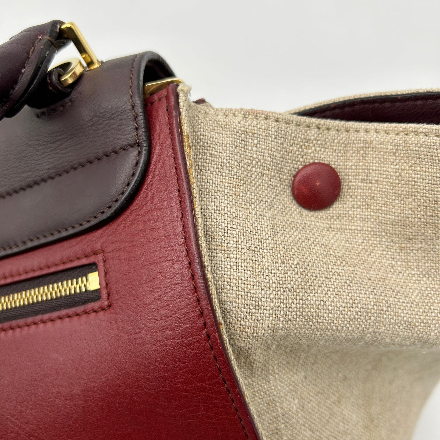 Celine Medium Tricolor Black Burgundy Beige Trapeze Bag