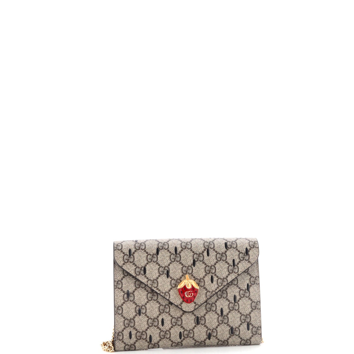 Strawberry Wallet on Chain Printed GG Coated Canvas Mini