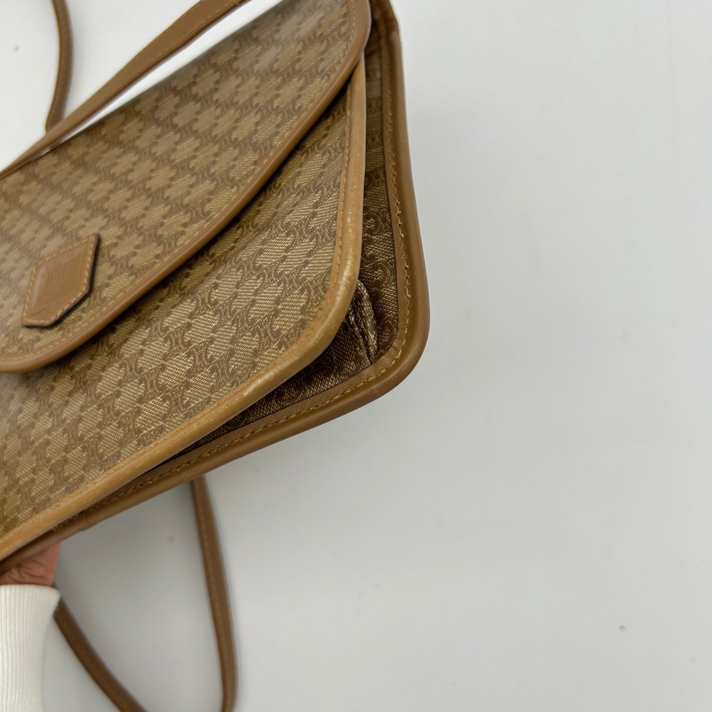 Celine Macadam Beige Canvas Leather Shoulder Bag