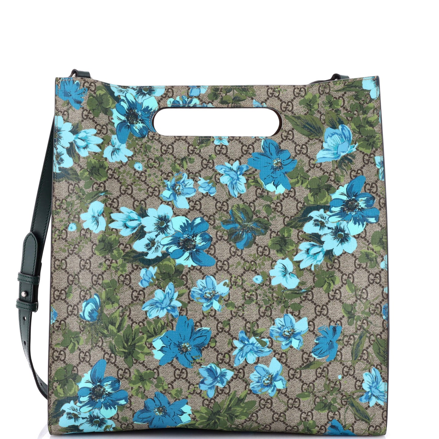Cut Out Handle Convertible Tote Blooms Print GG Coated Canvas and Leather