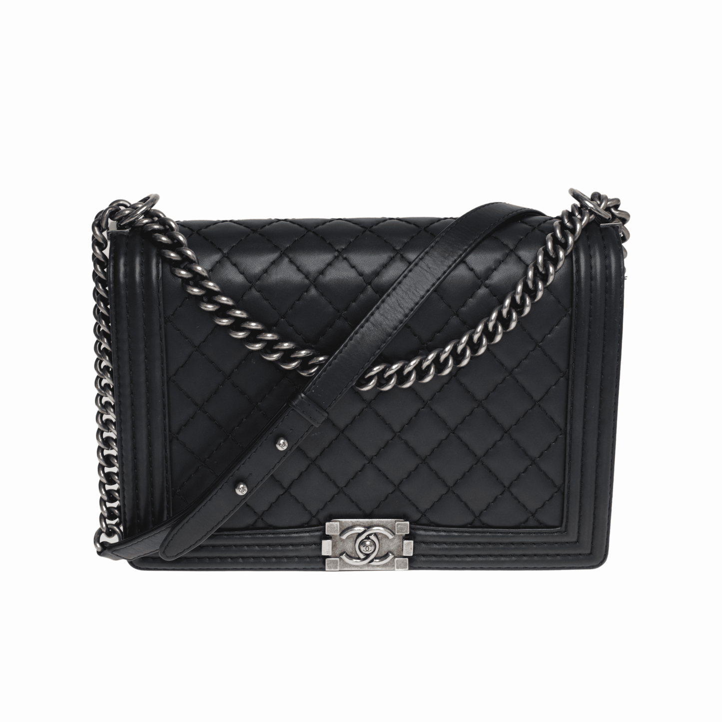 Black Large Quilted Le Boy Bag