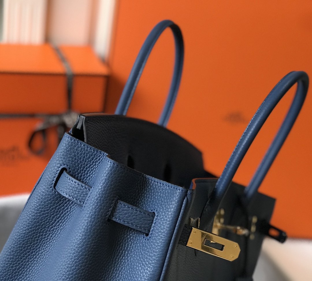 GLAMI Birkin Blue For Women Gold-Toned Hardware 11in/30cm