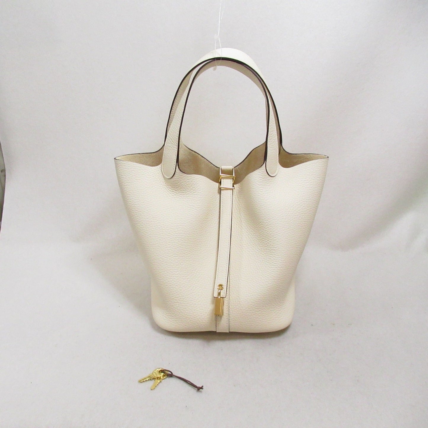 Hermes Hermes Picotin Lock MM Tote Bag Tortoise Bag Leather  White