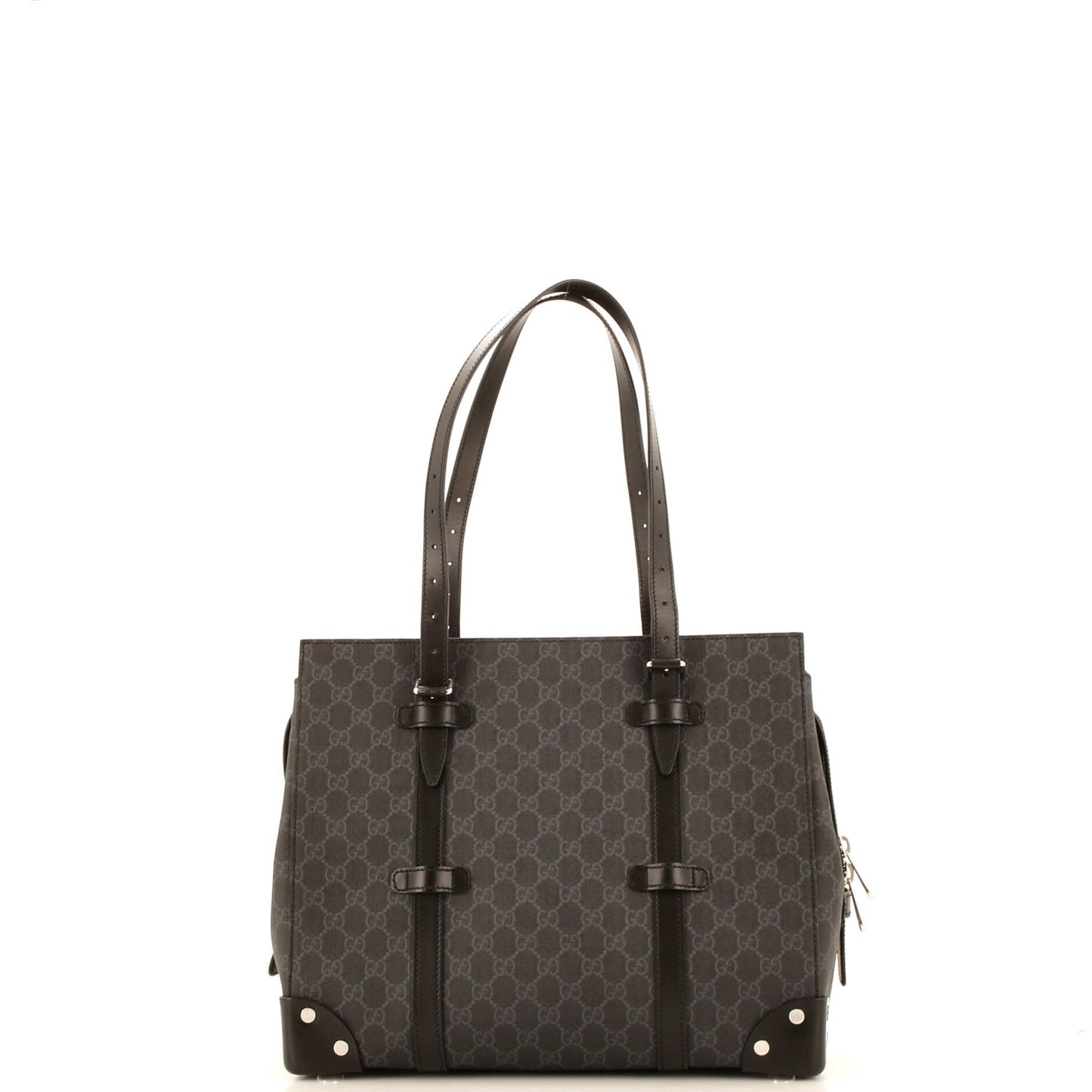 Buckle Travel Tote GG Coated Canvas with Leather Large