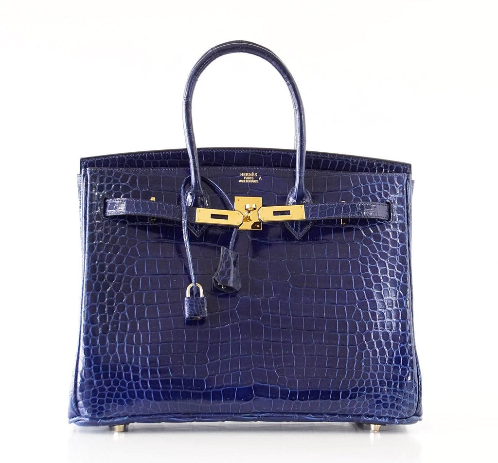 HermÃƒÆ’Ã‚Â¨s Birkin 35 Blue Sapphire Crocodile GHW Bag