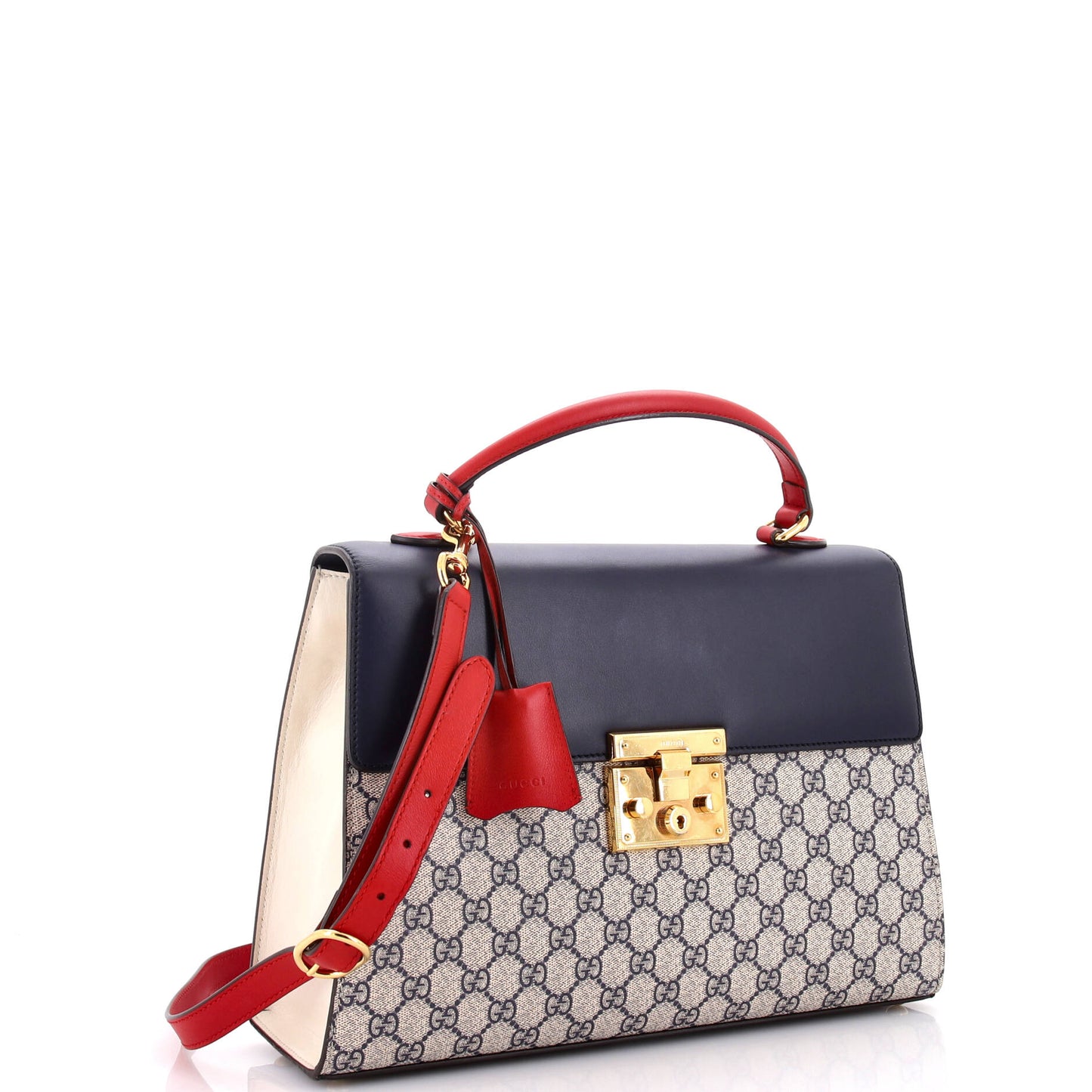 Padlock Top Handle Bag GG Coated Canvas and Leather Medium