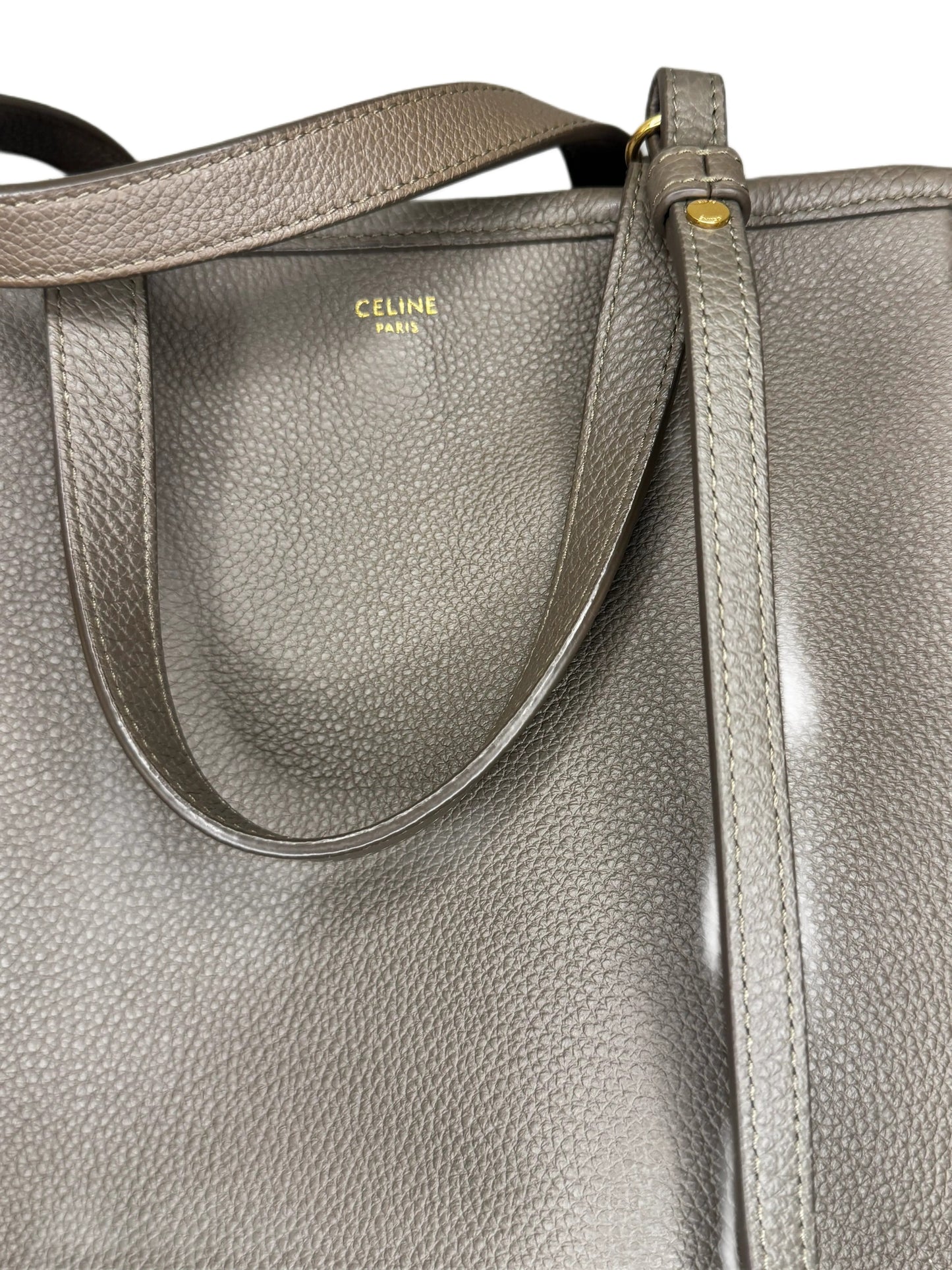 Celine Fold Cabas Tote Bag Greige Leather Medium B20-03