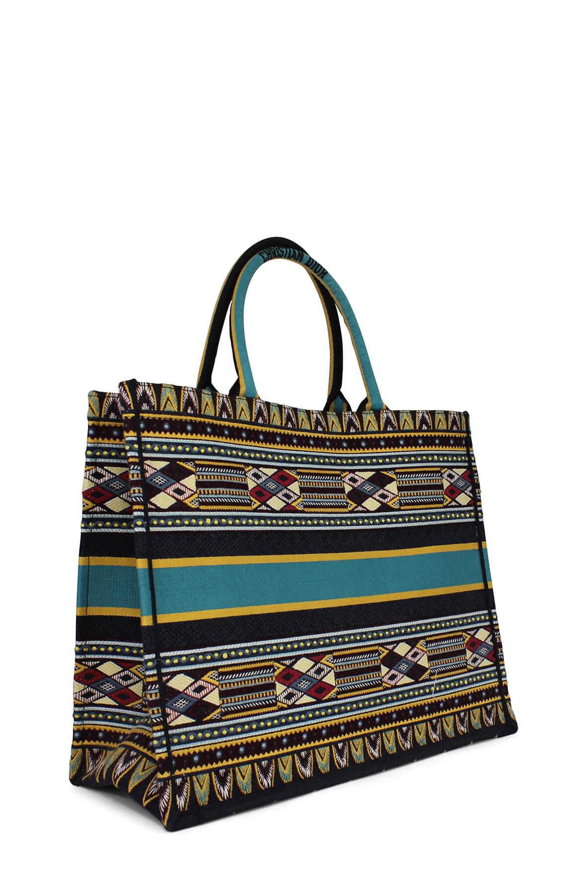 Embroidered Book Tote Green Multi