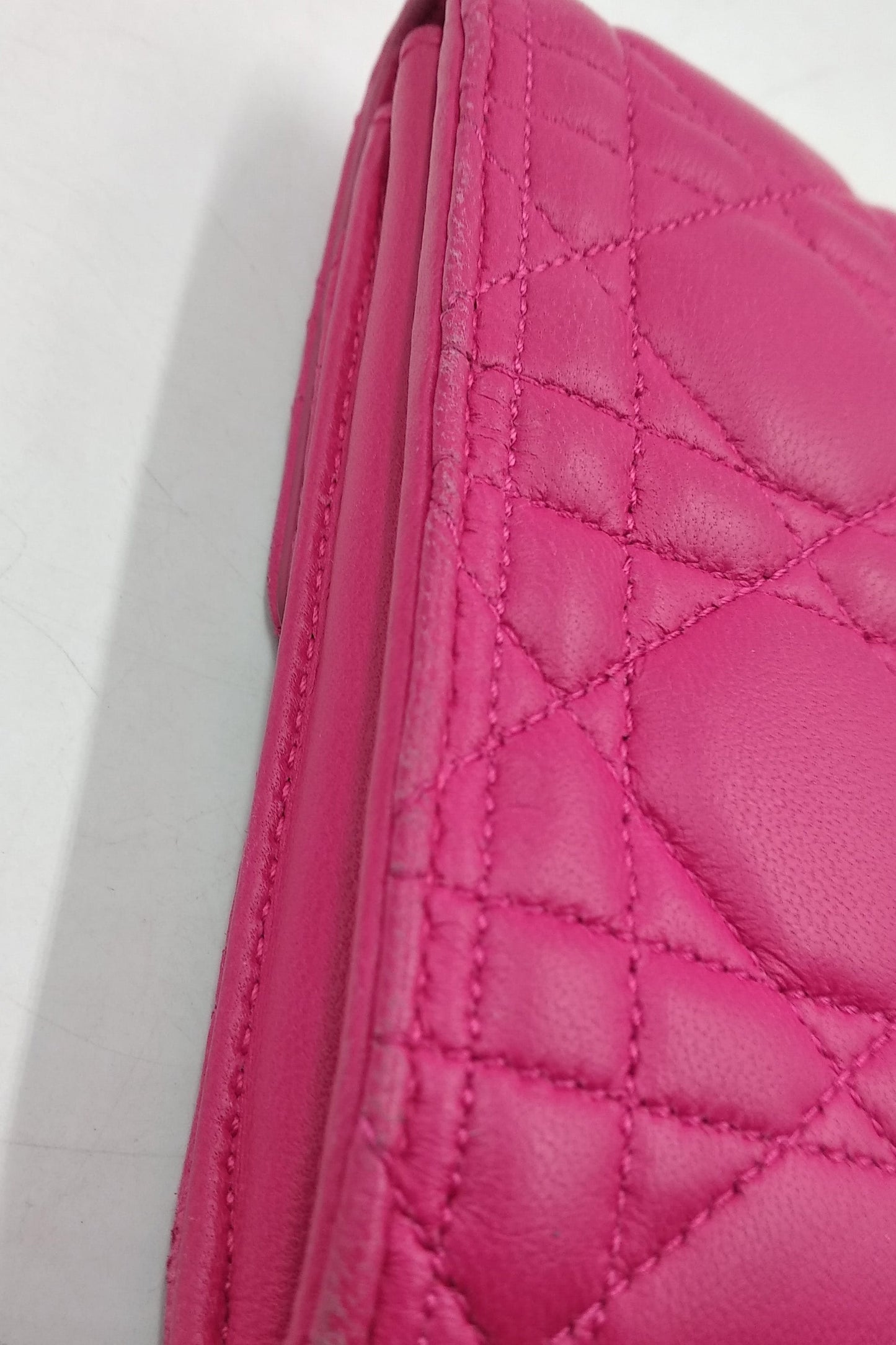Quilted Cannage Wristlet Clutch Fuchsia
