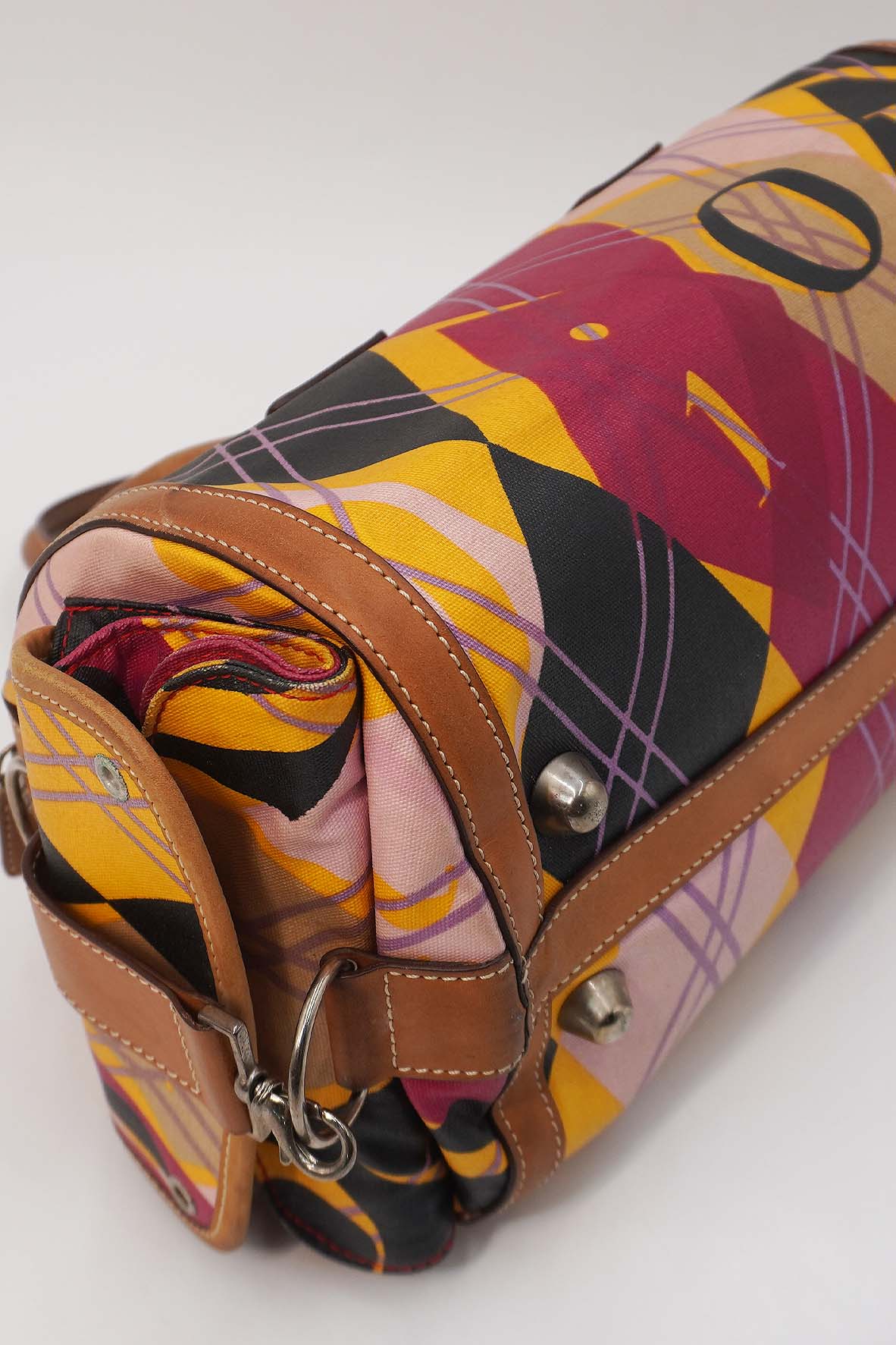 Small Golf Boston Canvas and Leather Argyle Bag Multicolor