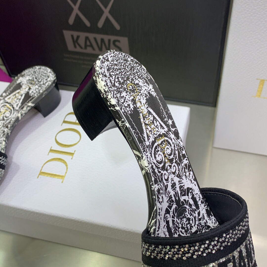 Dior WomenÃƒÂ¢Ã¢â€šÂ¬Ã¢â€žÂ¢s Shoes Dway Heeled Slide Metallic Thread Strass