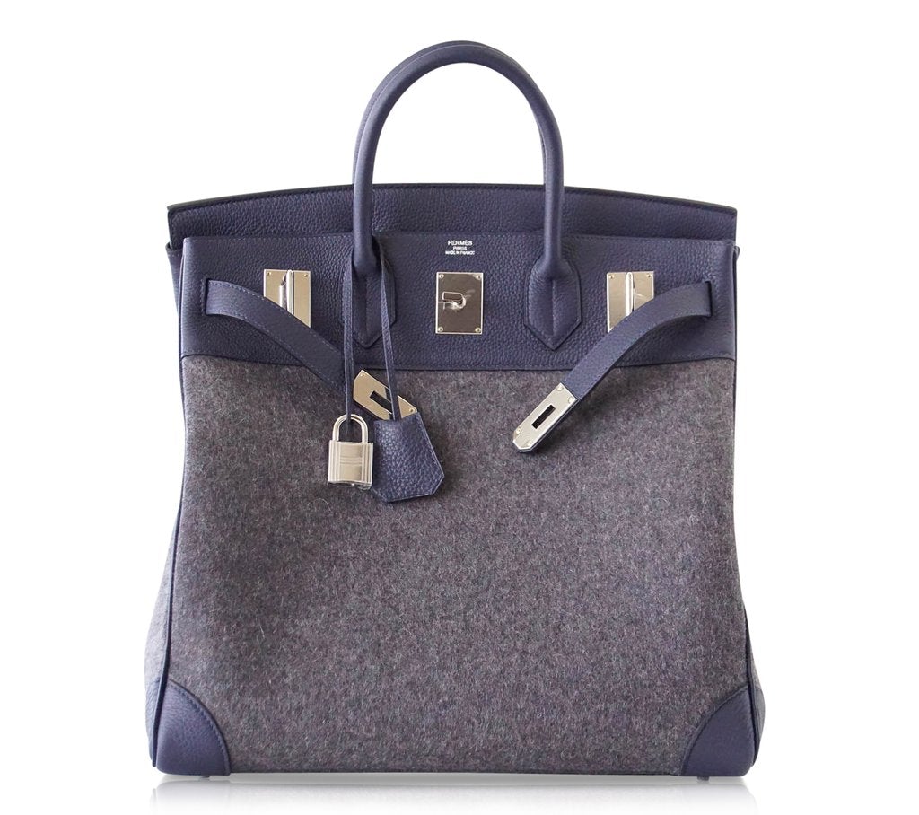 HermÃƒÆ’Ã‚Â¨s Birkin 40 HAC Gris Wool Blue Togo PHW Bag