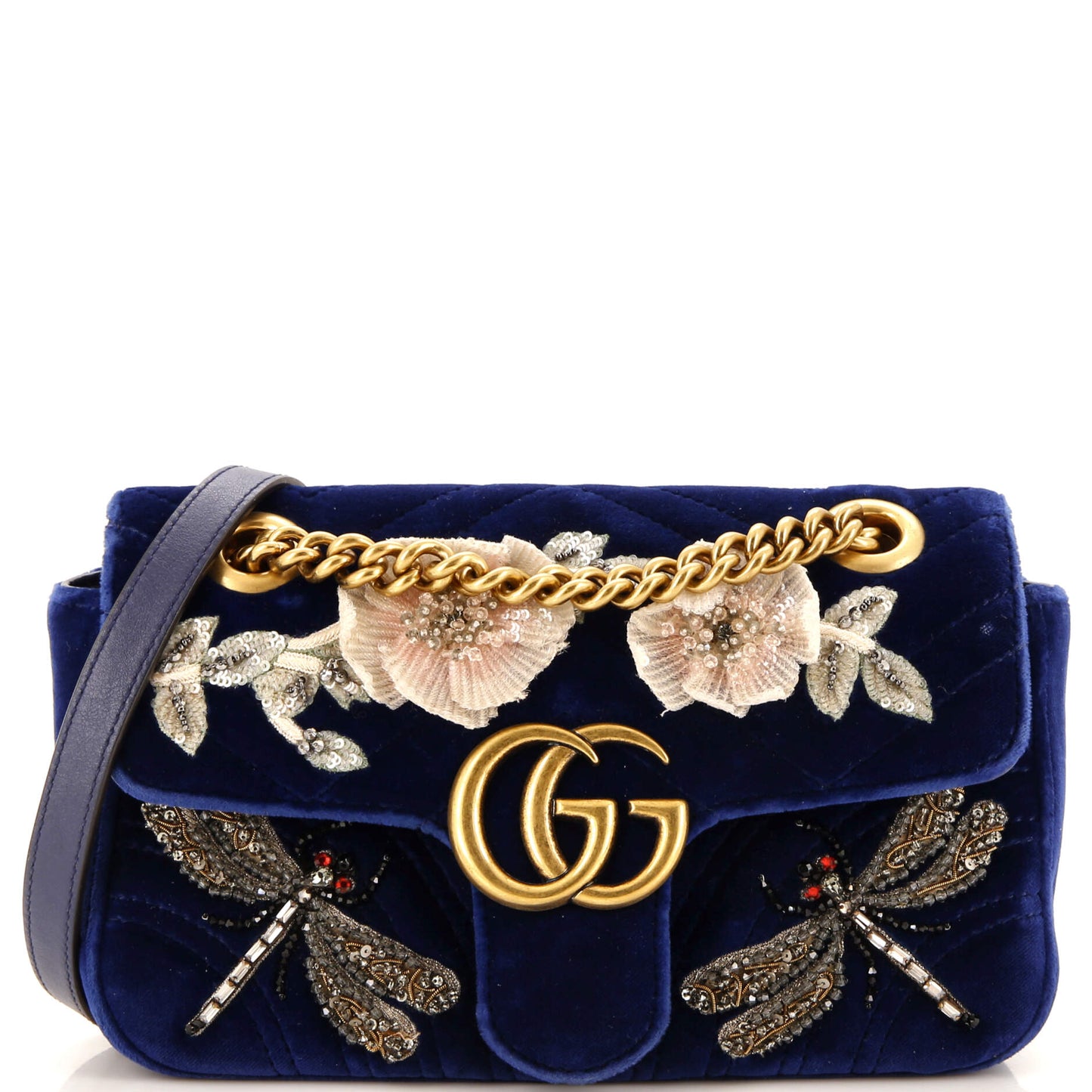 GG Marmont Flap Bag Embellished Matelasse Velvet Mini
