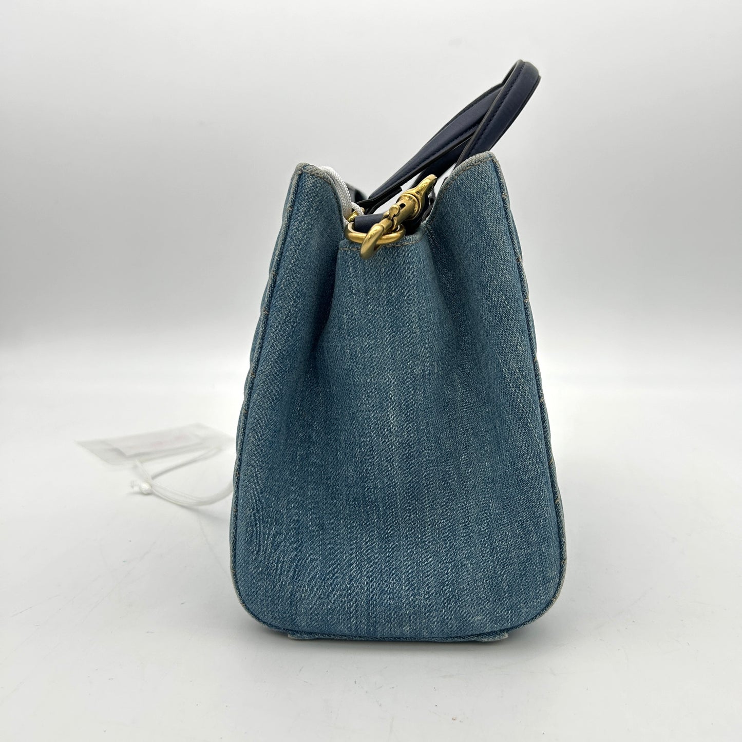 Gucci Denim Matelasse Small Pearly GG Marmont Tote Blue LA26996