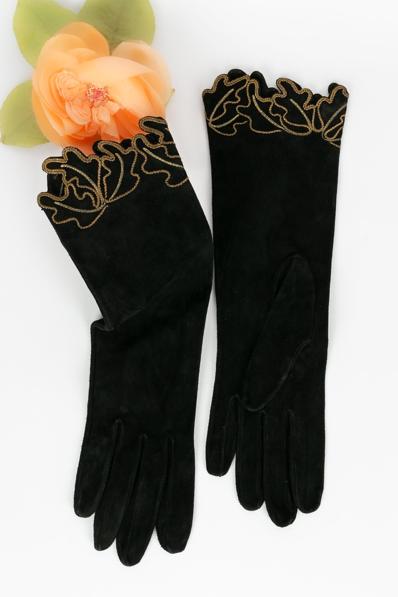 Gants en daim noir Nina Ricci
