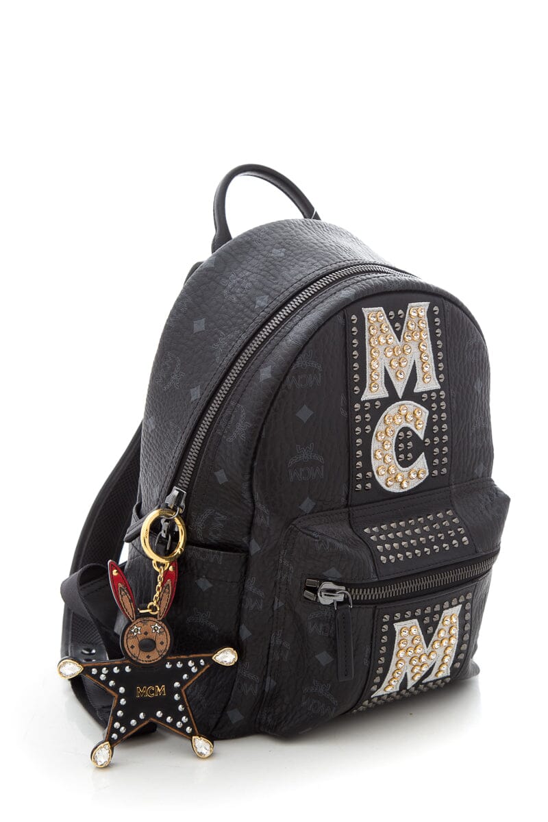 MCM Black Monogram & Crystal Detail Backpack