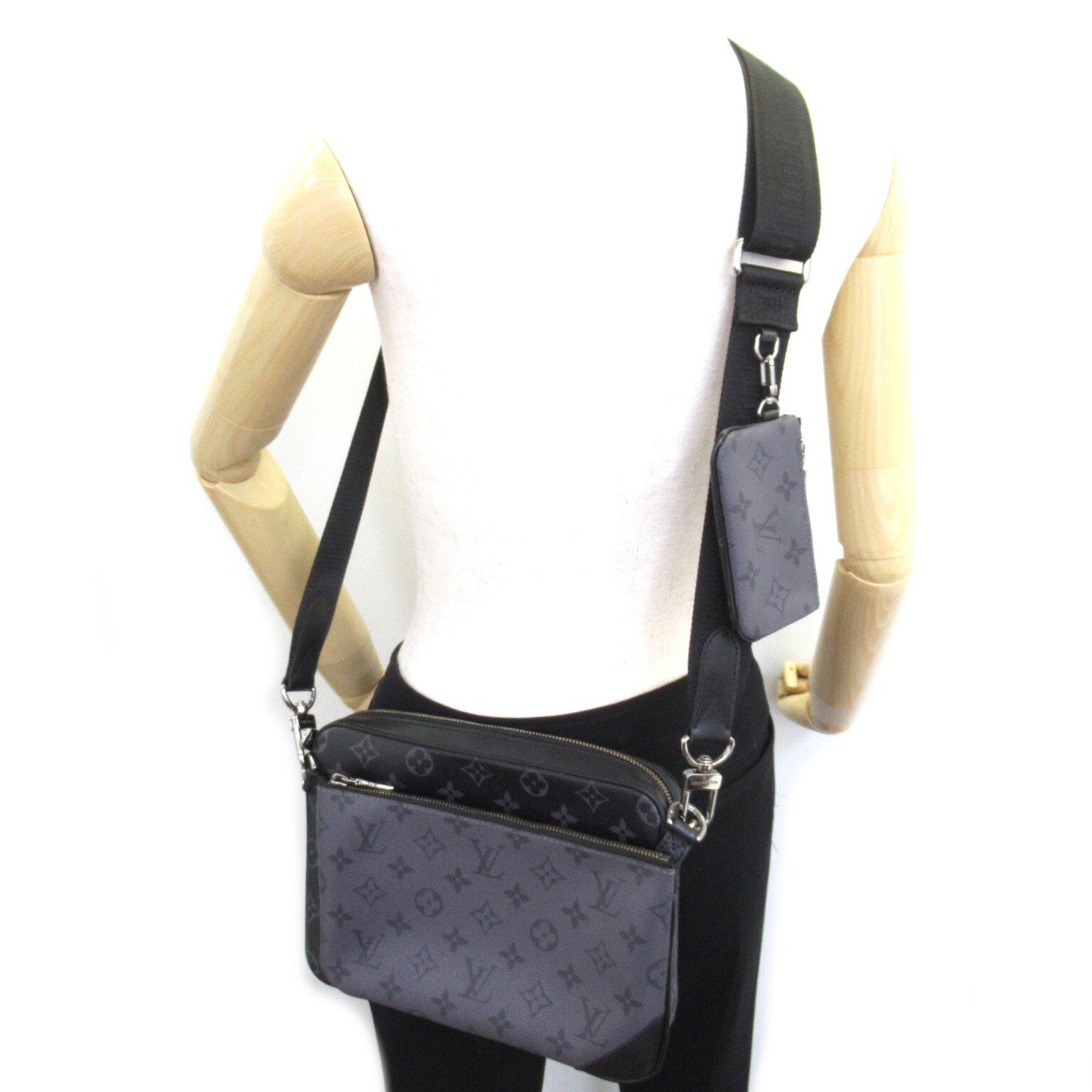 Louis Vuitton Trio Messengers Shoulder Bag PVC ted Canvas Monogram Exclusively   Black M69443