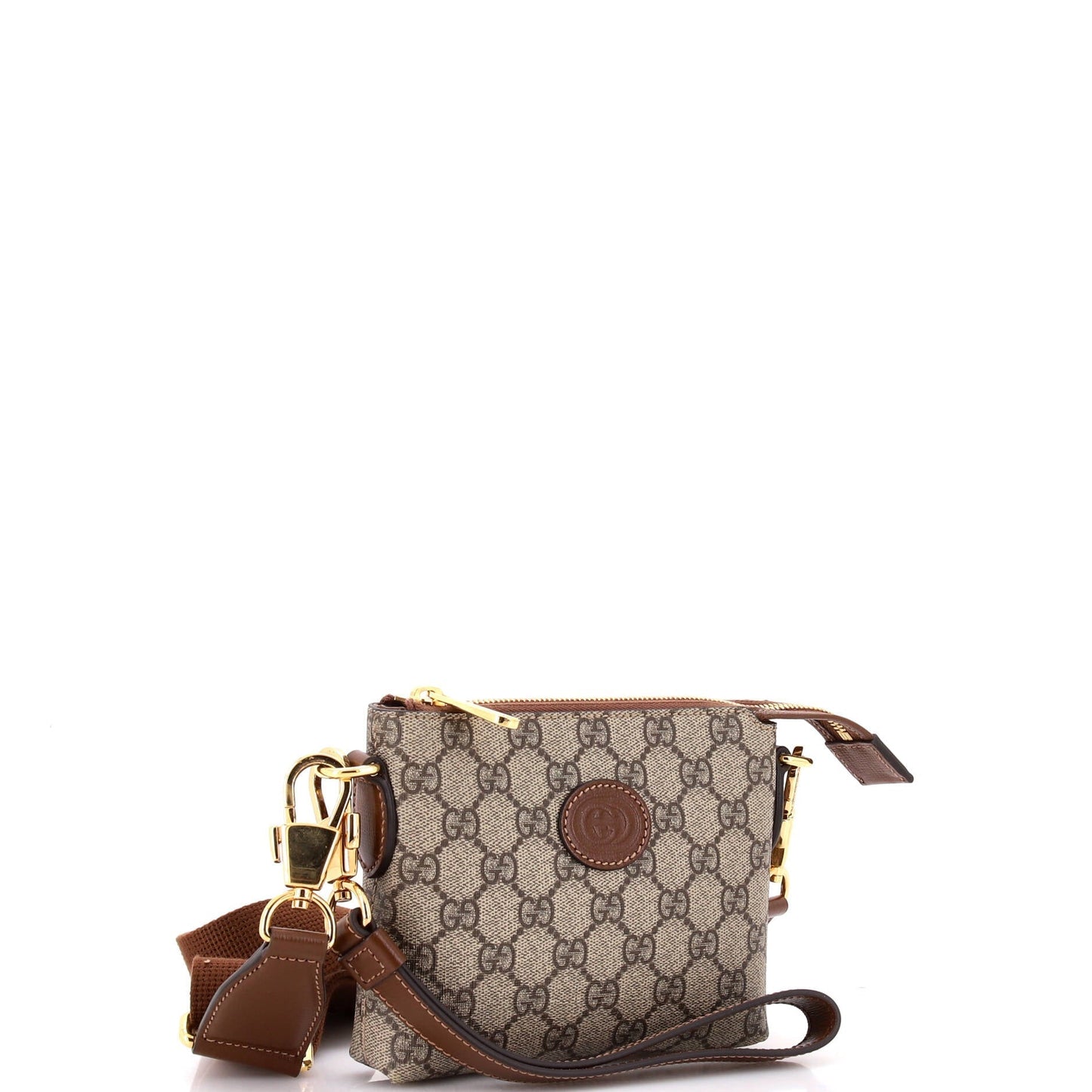Interlocking G Patch Wristlet Messenger Bag GG Coated Canvas Mini