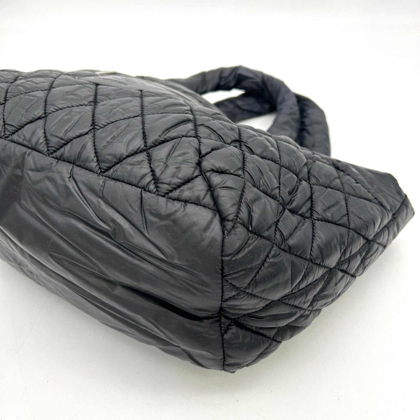 Pre-owned CHANEL Nylon Quilted Small Coco Cocoon Tote Black  LA1465